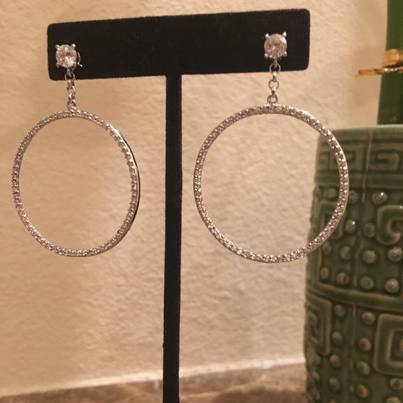Cubic Zirconia Hoop Earrings - Picture 2 of 6